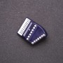 Accordion Brooch, Blue Enamel, White Rhinestones, 29x20mm, White Metal