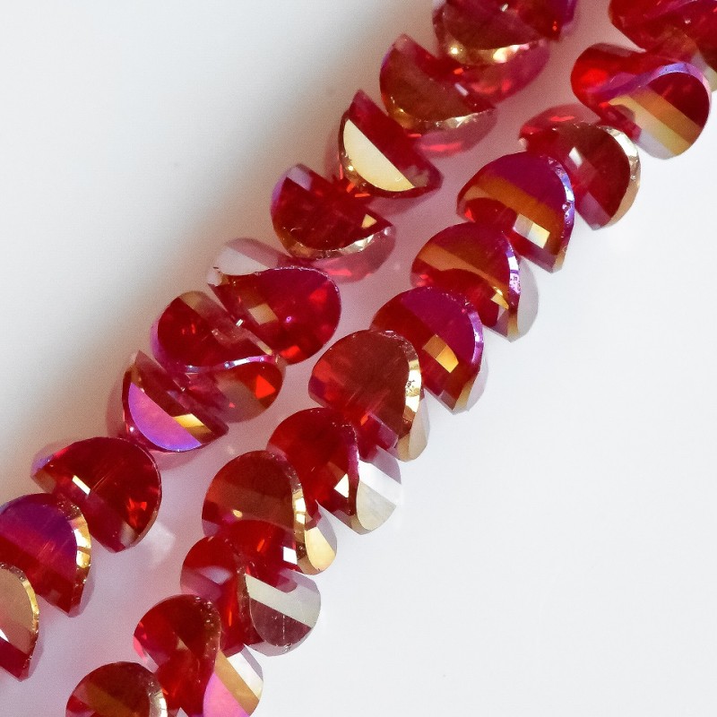 Crystal Beads "Swarovski" Style, Red with "Gasoline" Coating, Diameter 6x4mm, Thread, 50cm Length