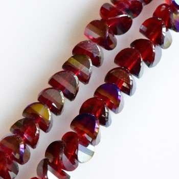 Crystal Beads "Swarovski" Style, Dark Red Ruby with Blue Coating, Diameter 6x4mm, Thread, 50cm Length