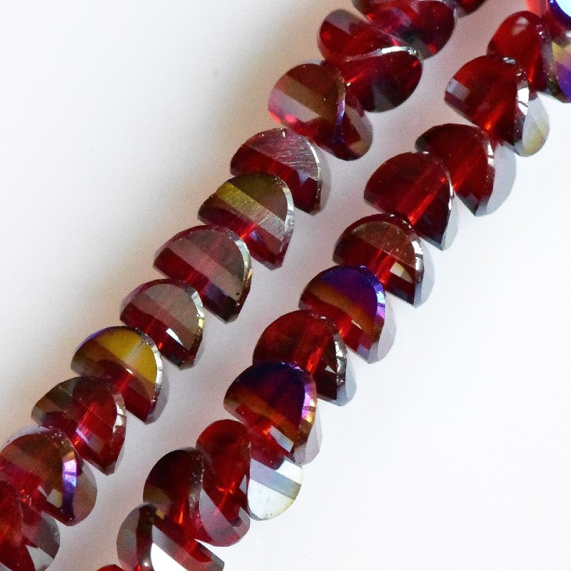 Crystal Beads "Swarovski" Style, Dark Red Ruby with Blue Coating, Diameter 6x4mm, Thread, 50cm Length