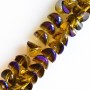 Crystal Beads "Swarovski" Style, Dark Yellow with Blue Coating, Diameter 6x4mm, Thread, 50cm Length