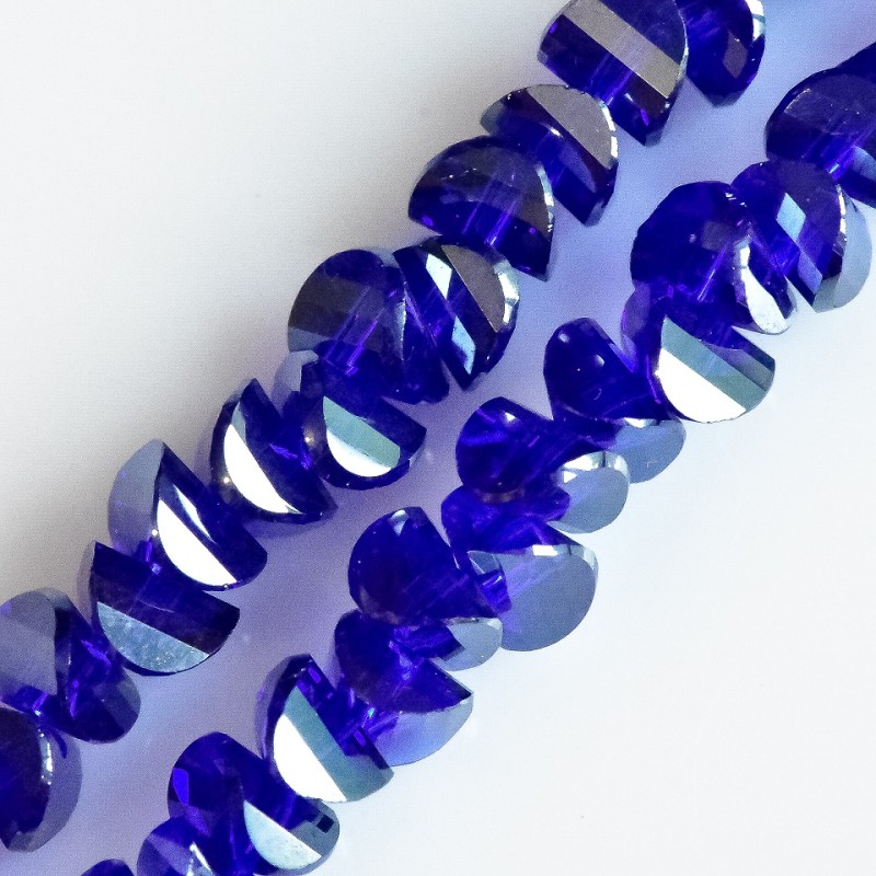 Crystal Beads "Swarovski" Style, Ultramarine Blue with Mirror Coating, Diameter 6x4mm, Thread, 50cm Length