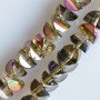Crystal Beads Swarovski-Style, champagne with multicolor "petrol" coating, 6x4mm diameter, 50cm strand