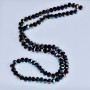 Swarovski-Style Crystal Beads, Black Faceted Ball with Blue and Brown Gasoline-Tone Coating, 5x4mm Diameter, Thread, 48cm Length