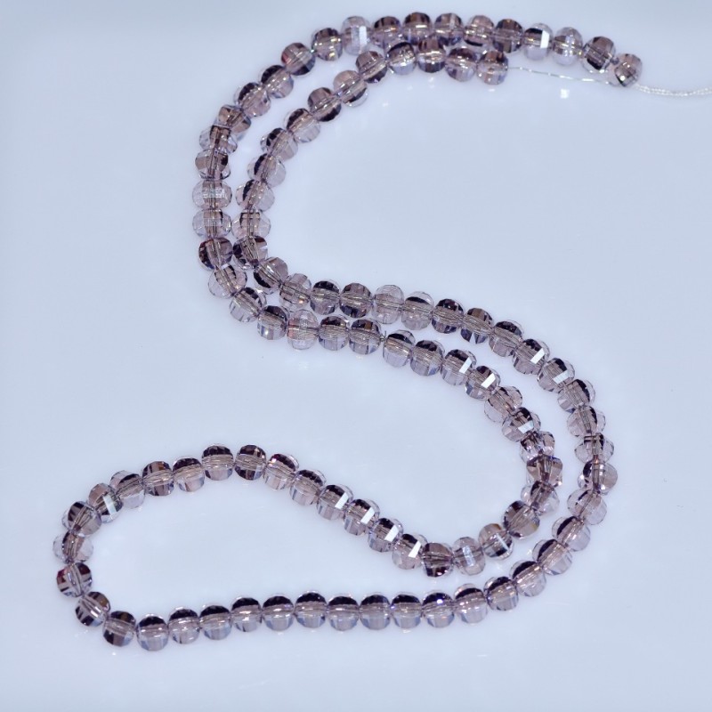 Swarovski-Style Crystal Beads, Light Lilac Faceted Ball, 5x4mm Diameter, Thread, 48cm Length