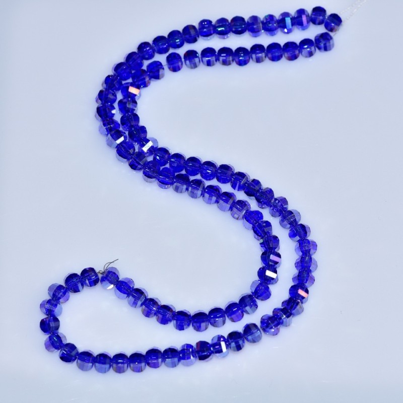 Swarovski-Style Crystal Beads, Cornflower Faceted Ball with Gasoline-Tone Coating, 5x4mm Diameter, Thread, 48cm Length