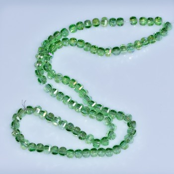 Crystal Beads "Swarovski Style" Light Green Faceted "Ball" with "Petrol" Coating, 5x4mm Diameter, 48cm Strand