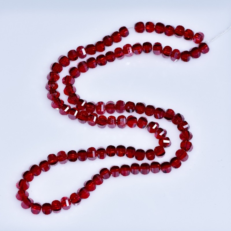 Crystal Beads "Swarovski Style" Red Faceted "Ball", 5x4mm Diameter, 42cm Strand
