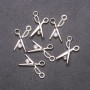 Findings Pendant Scissors, Diameter 13mm, Length 23mm, White Metal, Pack of 6