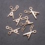Findings Pendant Scissors, Diameter 13mm, Length 23mm, Yellow Metal, Pack of 6