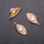Leaf with Bead Pendant Finding, Diameter 15mm, Length 30mm, Yellow Metal, Pack of 4