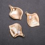 Price per 1 Piece! Leaf with Bead Pendant Finding, Diameter 25mm, Length 34mm, Yellow Metal