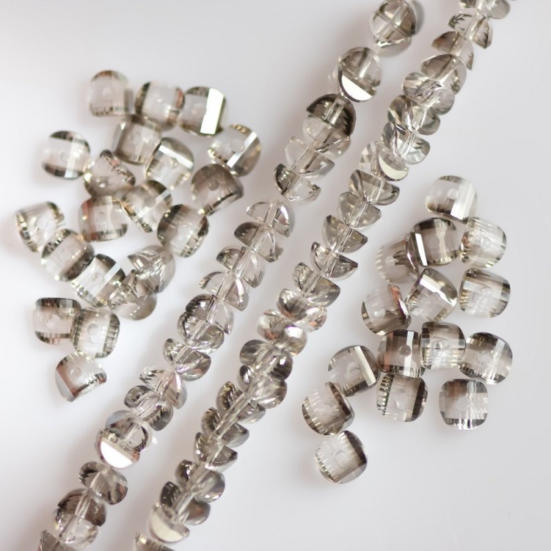 Crystal Beads "Swarovski Style" Silvery Gray with Coating, 2.5x4mm Diameter, 48cm Strand