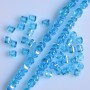 Crystal beads in "Swarovski" style, light blue with "petrol" coating, diameter 2.5x4mm strand, length 48cm