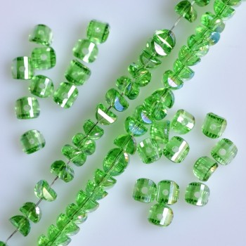 Crystal Beads "Swarovski Style" Light Green with Lilac "Petrol" Coating, 2.5x4mm Diameter, 48cm Strand