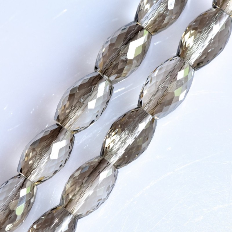 Silver-Gray Faceted Crystal Beads, 8x12mm Diameter on Strand, 70cm Length