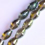 Faceted Crystal Beads, Khaki Green with Coating, Diameter 8x12mm, Thread, 70cm Length