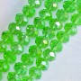 Czech Crystal Beads, transparent light green with "petrol" coating, "rondelle" shape, 8x5mm diameter, 40cm strand