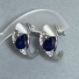 "Elegant" Earrings, Silver-Tone Metal / Blue Rhinestone / "Cat's Eye" / 23x12mm