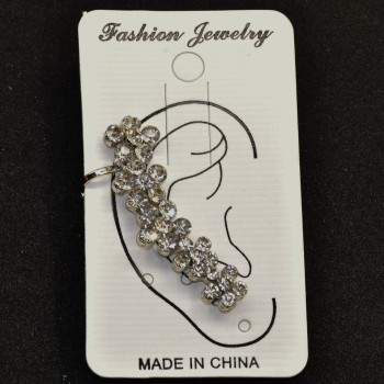 Ear Cuff, Length 40mm, White Metal