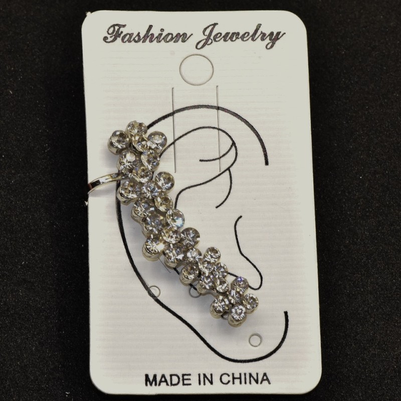 Ear Cuff, Length 40mm, White Metal