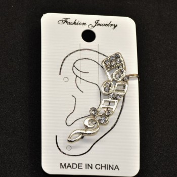 Ear Cuff, Length 45mm, White Metal