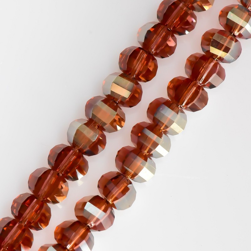 Swarovski-Style Crystal Beads, Brown with Coating, Faceted Round Beads, Diameter 5x4mm, Strand Length 48cm