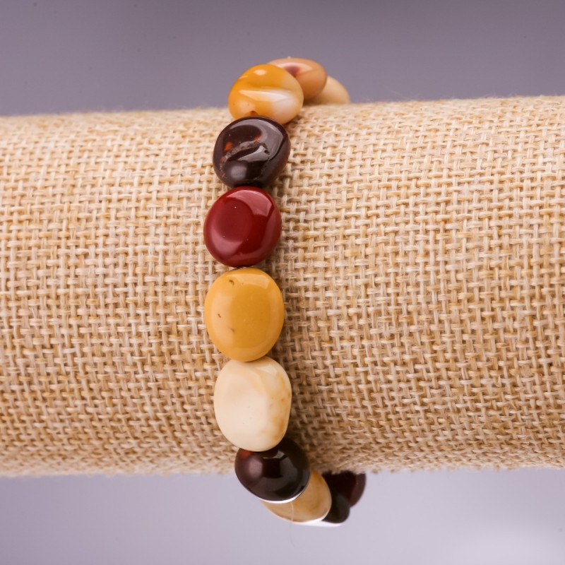 Mookaite Jasper Bracelet, Tumbled, 12x10mm Diameter +/-, 18cm Length on Elastic
