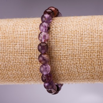 Ametrine Bracelet, Smooth Round Beads, 8mm Diameter +/-, 18cm Length on Elastic