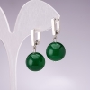 Chrysoprase Smooth Ball Earrings, 12mm Diameter, 30mm Length, English Pin Closure