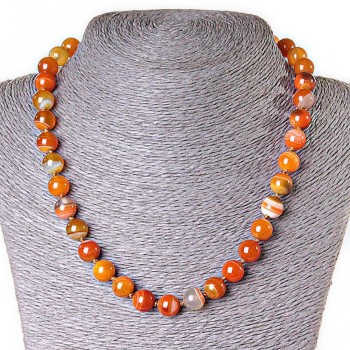 Carnelian Necklace, 12mm Round Beads, 48cm Length