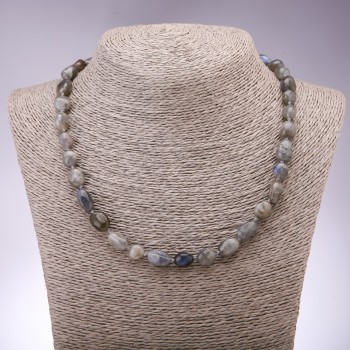 Labradorite Necklace, Tumbled, 9x12(+/-)mm Diameter, 45cm+ Length