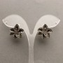 Stud Earrings in the Shape of Free-form Flowers, Decorated with Rhinestones, Silver-tone / 20mm