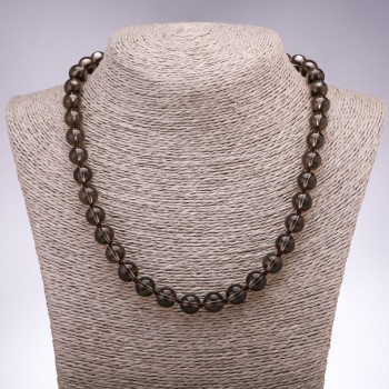 Smoky Quartz Necklace, smooth bead, diameter 10mm, length 48cm