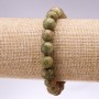 Heliotrope Natural Stone Bracelet, faceted bead, diameter 10mm, length 18cm on elastic