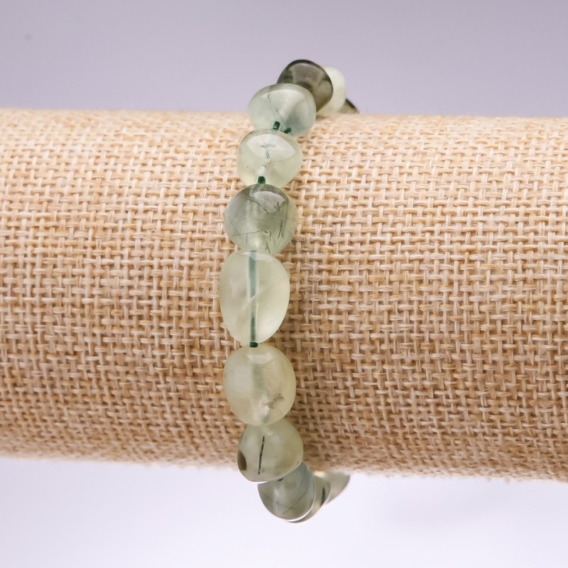 Prehnite Bracelet, tumbled, diameter 8x10mm, length 18cm on elastic