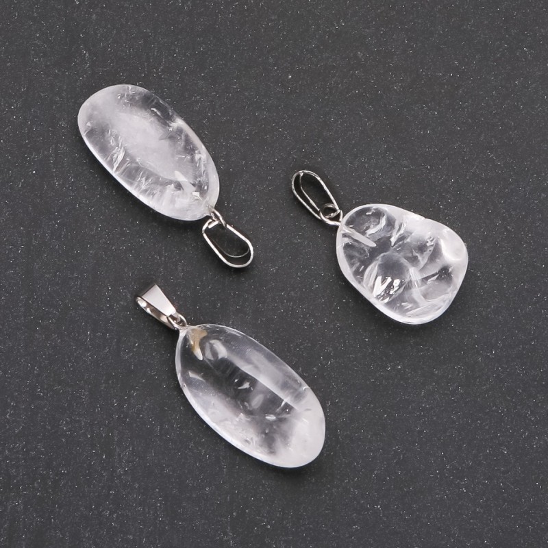 Natural Rock Crystal Pendant, Tumbled, Assorted Sizes 19x24mm(+-)