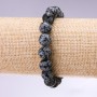 Natural Snowflake Obsidian (Apache Tears) Bracelet, Smooth Bead, 10mm Diameter, 18cm Length