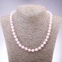Necklace of natural stone Pink quartz smooth ball, diameter 8mm, length 45cm
