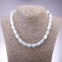 Moonstone (Synthetic) Necklace, barrel shape, diameter 10x14mm+/-, length 45cm+