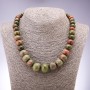 Natural Heliotrope (Bloodstone) Necklace, Graduated Rondelle, 10x6mm-19x14mm, 45cm Length