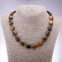 Natural Tiger's Eye Stone Necklace, Flat Oval, 13x18mm+-, 45cm Length