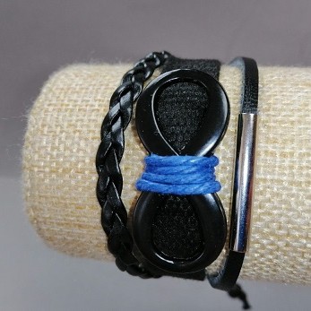 Kids' "Infinity" Bracelet, Black, on Drawstring