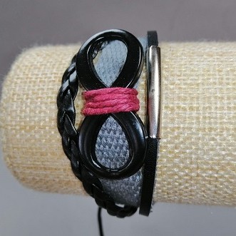 Kids' "Infinity" Bracelet, Gray, on Drawstring