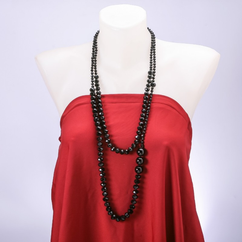 Long Agate Necklace, Asymmetric, Length 160cm, Diameter 16-10-6mm