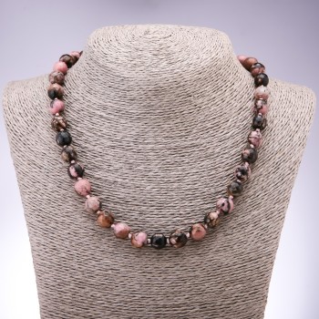 Natural Rhodonite Necklace, Faceted Beads, Diameter 10mm, Length 45cm