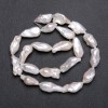 Natural Baroque Pearl Beads on a Thread with "Petrol" Sheen, Warm Tone, d10x20mm, Length 40cm (+/-)