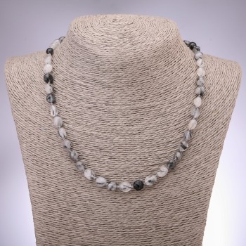 Natural Rutilated Quartz ('Hair Quartz') Necklace, Tumbled Beads 6-8mm, Length 48cm