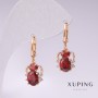 Xuping Spider Earrings, 18K Gold Plated, with Red Stone and White Rhinestones, 25x10mm