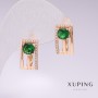 Xuping Earrings 18k Gold Plated with Green Stones and White Rhinestones 16x9mm